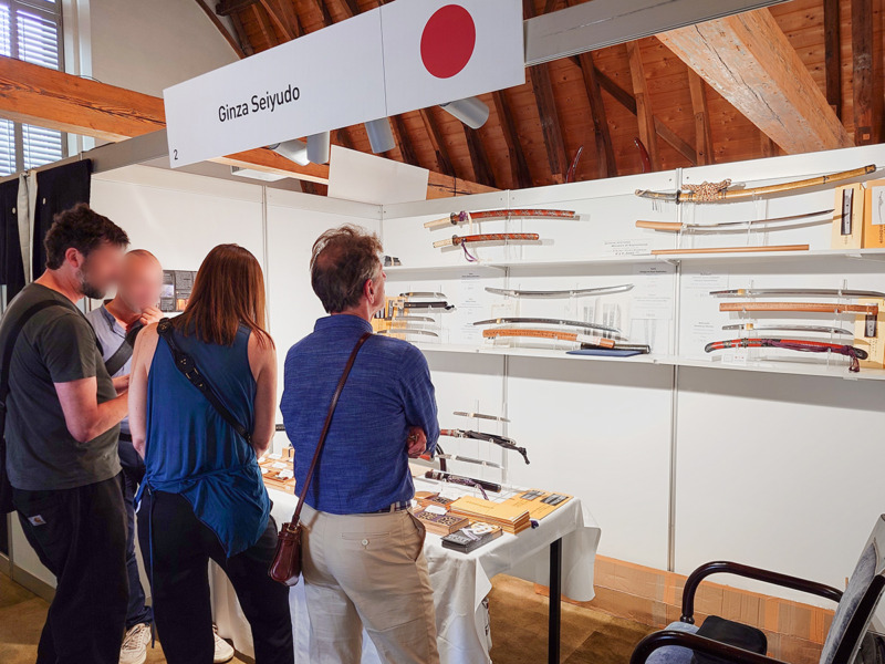 Exhibition booth of Ginza Seiyudo displaying Japanese swords at Japan Art Fair 2025 in Utrecht