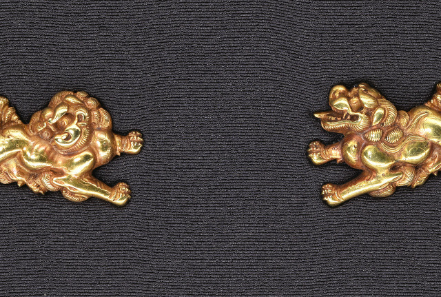 Menuki[Mumei Waki-Goto ippiki-shishi-zu] [N.B.T.H.K] Hozon Tosogu