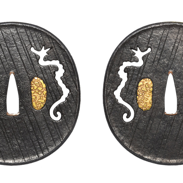 Tsuba [Kashu-ju Myochin-Ki-Munehisa Amaryu-sukashi-Tsuba][N.B.T.H.K] Hozon Tosogu