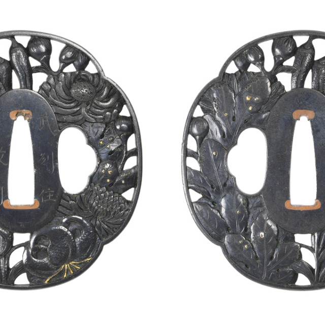 Tsuba [Bushu-ju Masatoshi Yuri-kikka-zu-Tsuba][N.B.T.H.K] Tokubetsu Hozon Tosogu